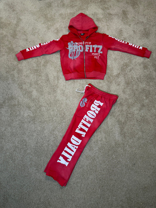 Red and gray distressed profitz set
