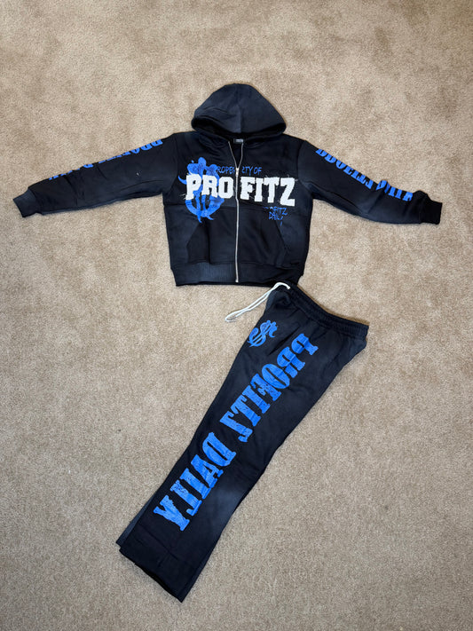 Black and blue distressed profitz set