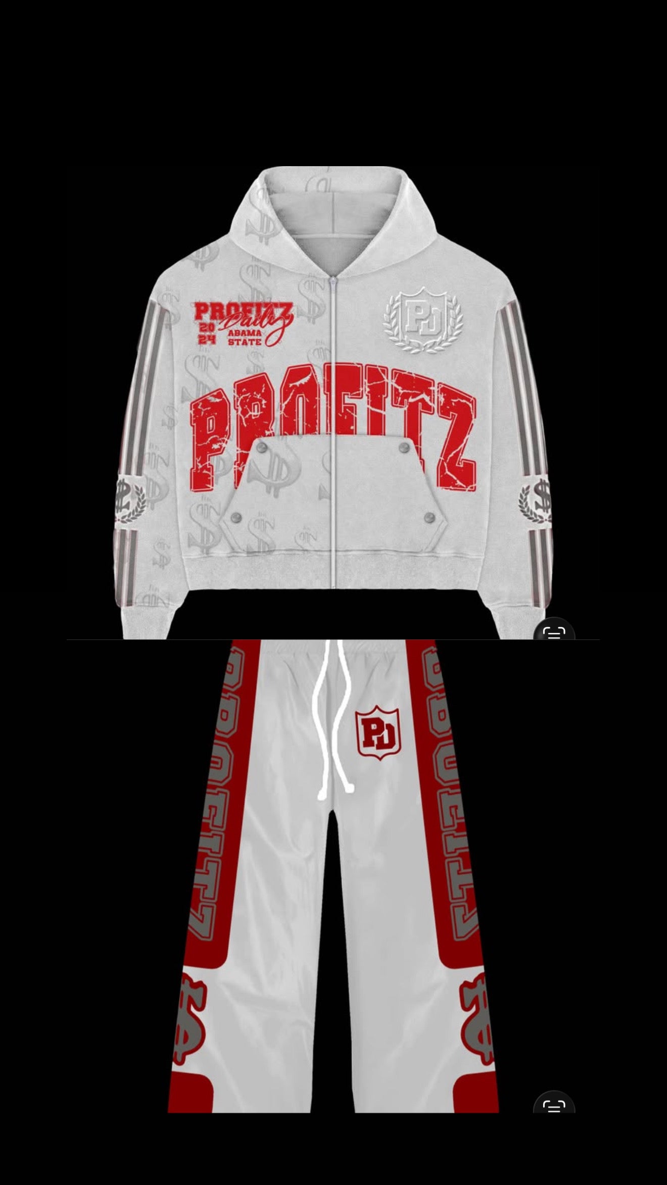 Red and white nylon set