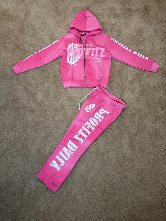 Pink and white distressed set